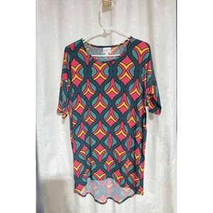 LuLaRoe Carly Women Size XS High-Low Hem Dress‎ Aztec Southwestern Geometric C13